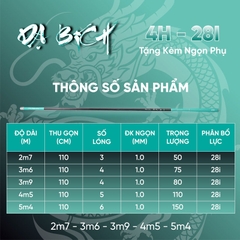 Cần câu Tay Dạ Bích 4h -28i ( Kèm Đọt Phụ Và Trục 3260 )