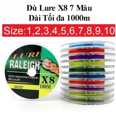 Dù Lure PE X8 - 7 màu ,Chuyên Dùng câu Lure, Tổng Hợp, Cuộn 100m