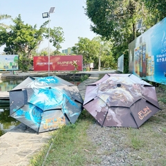 Dù Fun Fishing, Thanh Long Và Lưu Bị,  dù câu cá 2 tầng 2m4 Khung Hợp Kim Cao Cấp, Có Chân Neo Gió