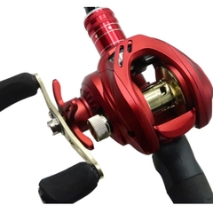 Máy câu cá lure Ngang Đỏ Cối Vàng có tiếng drag khi xả spoon Chuyên lure lóc chẽm, Tải cá 10kg