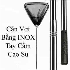 Bộ Vợt Cá Tam Giác Rút Gọn, Cán INOX, Tay Cầm Cao Su