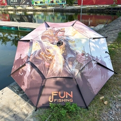 Dù Fun Fishing, Thanh Long Và Lưu Bị,  dù câu cá 2 tầng 2m4 Khung Hợp Kim Cao Cấp, Có Chân Neo Gió