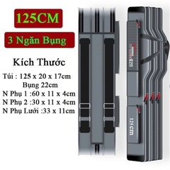 Bao Đựng Cần Vải 3 Ngăn Lớn Kèm 2 Ngăn Phụ, Có Quai Đeo  Size 125x20x17 cm