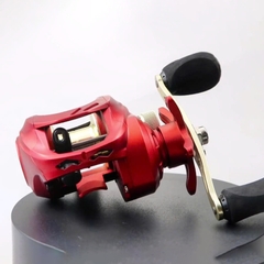 Máy câu cá lure Ngang Đỏ Cối Vàng có tiếng drag khi xả spoon Chuyên lure lóc chẽm, Tải cá 10kg