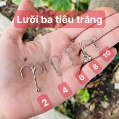(Combo 5C ) Lưỡi Ba Tiêu Thép Trắng Sử dụng trong câu Lure cá Lóc, Chẽm...