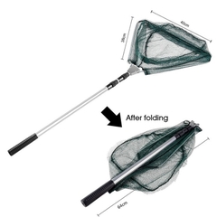 Bộ Vợt Cá Tam Giác Rút Gọn, Cán INOX, Tay Cầm Cao Su