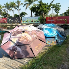 Dù Fun Fishing, Thanh Long Và Lưu Bị,  dù câu cá 2 tầng 2m4 Khung Hợp Kim Cao Cấp, Có Chân Neo Gió