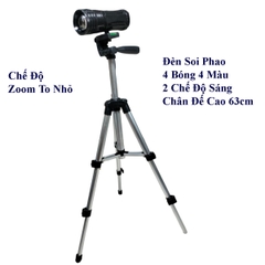 Đèn Soi Phao 4 Bóng 4 Màu ( Vàng + Xanh + Tím + Trắng)  , 3 chế độ, Có Kèm Chân Đế Cao 63cm