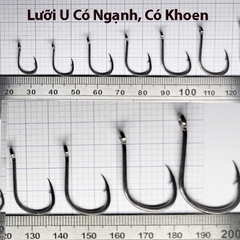 Combo Lưỡi Câu Cắm, Chữ U, Có Ngạnh, Có Khoen chống tuột dây