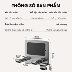 Giá treo máy sáy tóc chống trộm dán tường LD-7706 nhôm hợp kim không rỉ