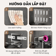 Giá treo máy sáy tóc chống trộm dán tường LD-7706 nhôm hợp kim không rỉ