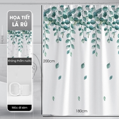 Rèm nhà tắm Poliester hoạt tiết Lá Rủ, chất liệu cao cấp không thấm nước, rèm lắp cho gia đình chung cư, khách sạn,...