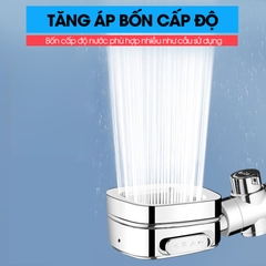 Bộ vòi sen tăng áp 4 chế độ SQ-9002 nhựa ABS + kèm lõi lọc, ống nối 1.5m và giá đỡ