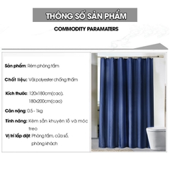 Rèm treo nhà tắm khách sản motel vải Poliester cao cấp Xanh Đen