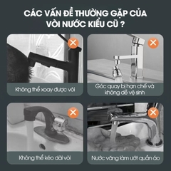 Vòi xoay mở rộng gắng vòi lavabo bồn rửa mặt 9305 với cánh tay cơ động bánh răng kép