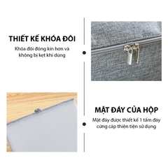 Hộp đựng quần áo, hộp lưu trữ chăn ga gối nệm vải lanh không dệt loại dày có nắp đậy và khóa kéo LH-3101