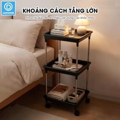 Kệ 3 tầng có bánh xe để đồ đa năng LD-3644, kệ đẩy gia đình, spa, tiệm nail gội đầu khung INOX không rỉ