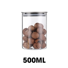 Hủ đựng trà thủy tinh, hủ đựng ngủ cốc nhà bếp, đồ ăn nhẹ snack, hủ gia vị có nắp bằng INOX cao cấp MFG-006