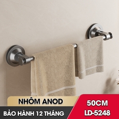 Giá treo khăn nhà tắm, thanh gác dép hút chân không LD-5248, nhôm anod không rỉ, không cần khoan đục, dễ dàng lắp đặt