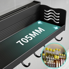 Kệ gia vị treo tường đa năng nhôm anod SQ-6186 kèm ống đũa máng dao móc treo