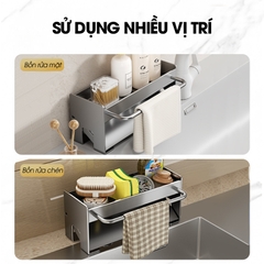 Kệ để đồ rửa chén, nước rửa chén bát, giẻ lau để bồn rửa LH-2345 thép carbon sơn nhiệt chống rỉ sét