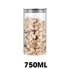 Hủ đựng trà thủy tinh, hủ đựng ngủ cốc nhà bếp, đồ ăn nhẹ snack, hủ gia vị có nắp bằng INOX cao cấp MFG-006