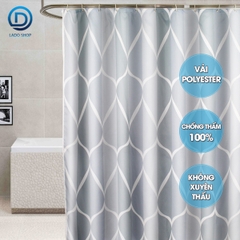 Rèm treo nhà tắm vài Poliester cao cấp Hoa văn sóng lượng