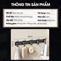 Móc treo dán tường treo quần áo, túi sách, vật dụng trong nhà RX04 Nhôm Anod không rỉ
