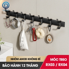 Móc treo dán tường treo quần áo, túi sách, vật dụng trong nhà RX04 Nhôm Anod không rỉ