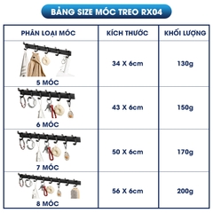 Móc treo dán tường treo quần áo, túi sách, vật dụng trong nhà RX04 Nhôm Anod không rỉ