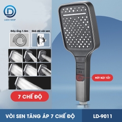 Vòi sen tăng áp bản to hiện đại 7 chế độ LD-9011, lưu lượng nước lớn và chế độ nút bấm dễ sử dụng