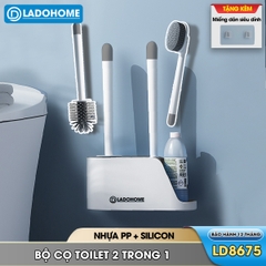 Cọ chà bồn cầu, bàn chải toilets nhà vệ sinh đầu silicon 2 trong 1 LH-8675, với đầu cọ linh hoạt len lõi mọi ngóc ngách