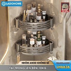 Kệ treo góc tường nhà tắm nhà bếp loại to miếng dán đôi LH-6636 Nhôm Anod không rỉ