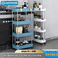 Kệ để đồ nhà bêp nhà tắm LH-3443 có bánh xe đẩy, kệ đứng cho khe hẹp tủ lạnh, phòng tắm, phòng bếp