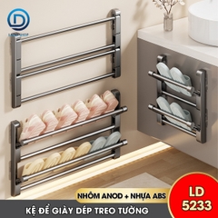 Kệ để giày dép treo tường 2 tầng LD-5233 nhôm anod không rỉ + tặng kèm miếng dán, tắt kê và vít