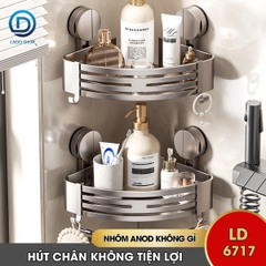 Kệ treo tường nhà tắm nhà bếp cốc hút chân không LD-6717 / LD-6719, nhôm anod không rỉ, không cần khoan đục