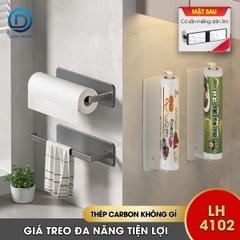 Giá treo túi đựng thực phẩm, thanh treo màn bọc thực phẩm, móc treo khăn lau nhà bếp LH-4102 Nhôm Anod không rỉ