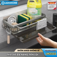 Kệ treo bồn rửa chén, kệ để nước rửa chén giẻ rửa bát nhà bếp LH-2232 Nhôm Anod không rỉ