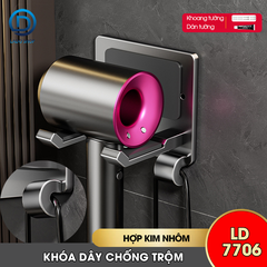 Giá treo máy sáy tóc chống trộm dán tường LD-7706 nhôm hợp kim không rỉ
