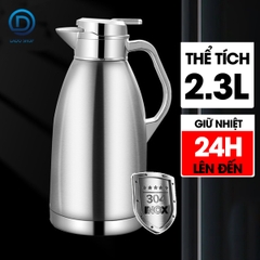 Bình giữ nhiệt, ấm giữ nhiệt loại lớn 2.3L phong cánh châu Âu LH-2439, thời gian giữ nhiệt 24h, inox 304 cao cấp