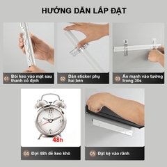 Kệ gia vị treo tường đa năng nhôm anod SQ-6186 kèm ống đũa máng dao móc treo