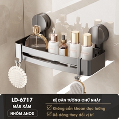Kệ treo tường nhà tắm nhà bếp cốc hút chân không LD-6717 / LD-6719, nhôm anod không rỉ, không cần khoan đục