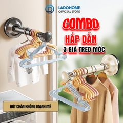(Combo 3) Giá treo móc quần áo hút chân không LD-4105, có thể kéo dài hoặc thu gọn