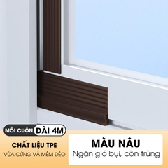 Chặn khe cửa sổ, cửa lùa, cửa sổ đường ray hoặc cửa đóng mở D1960 có sẵn keo dán giúp ngăn gió bụi, côn trùng và cách âm