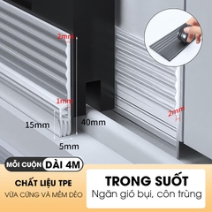 Chặn khe cửa sổ, cửa lùa, cửa sổ đường ray hoặc cửa đóng mở D1960 có sẵn keo dán giúp ngăn gió bụi, côn trùng và cách âm