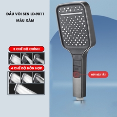 Vòi sen tăng áp bản to hiện đại 7 chế độ LD-9011, lưu lượng nước lớn và chế độ nút bấm dễ sử dụng