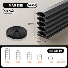 Ron giảm chấn chặn khe cửa D1900, chống va đập, giảm tiếng ồn, ngăn bụi có sẵn keo và có thể tùy chỉnh độ dày