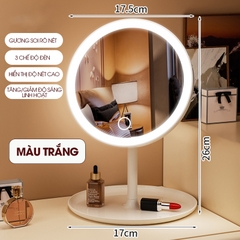 Gương trang điểm có đèn led LD-7222, gương để bàn gấp gọn di động, phù hợp sinh viên ở trọ, mang đi du lịch