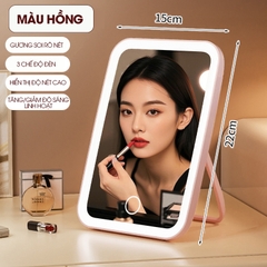 Gương trang điểm có đèn led LD-7222, gương để bàn gấp gọn di động, phù hợp sinh viên ở trọ, mang đi du lịch