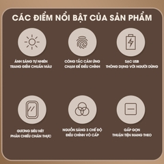 Gương trang điểm có đèn led LD-7222, gương để bàn gấp gọn di động, phù hợp sinh viên ở trọ, mang đi du lịch